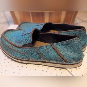 Ariat Teal Embossed Moccasins